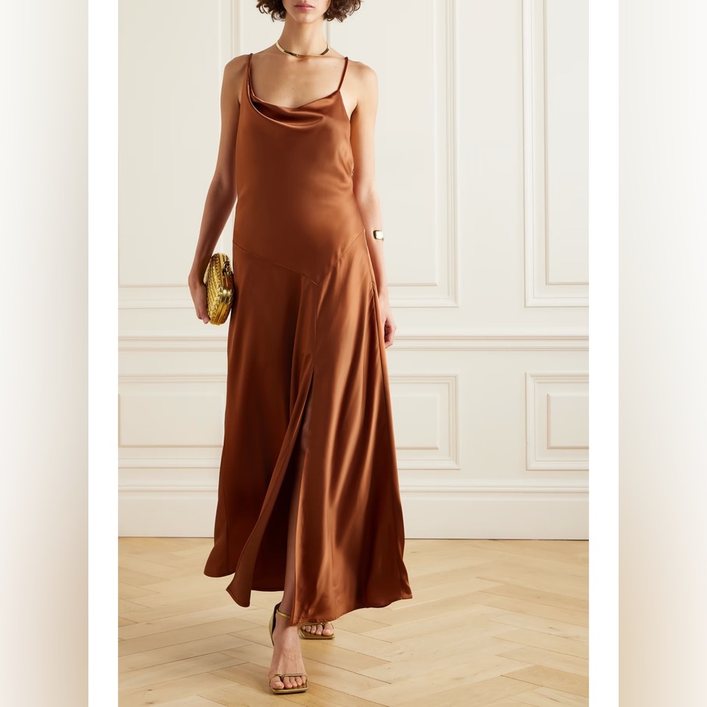 Ralph Lauren Open Back Draped Satin Gown